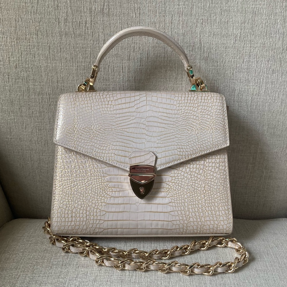 Aspinal of London Midi Mayfair 2 in Champagne Metallic
